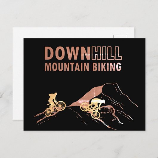 Biking van bergen naar beneden feestdagenkaart (Voorkant / Achterkant)