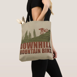 Biking van bergen naar beneden tote bag
