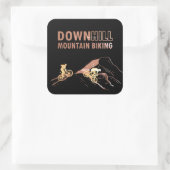 Biking van bergen naar beneden vierkante sticker (Tas)
