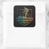 Biking van bergen naar beneden vierkante sticker (Tas)
