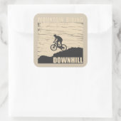 Biking van bergen naar beneden vierkante sticker (Tas)