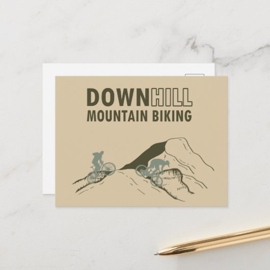 Biking van de bergafwaarts feestdagenkaart (Voorkant / Achterkant in situ)
