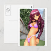 Bikini Anime Girl Briefkaart (Voorkant / Achterkant)