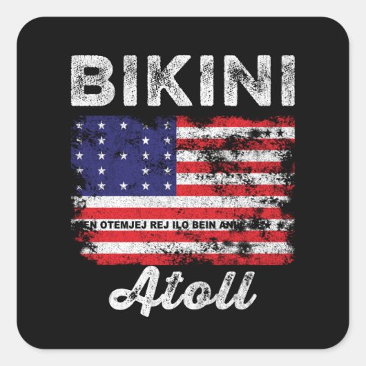 Bikini Atoll Flag Distress Bikini Flag Vierkante Sticker (Voorkant)