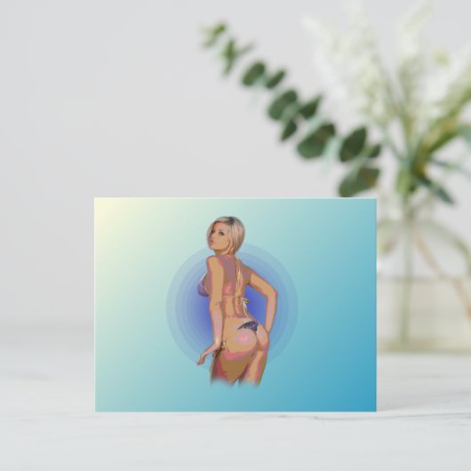 BIKINI BABE. BRIEFKAART (Staand voorkant)