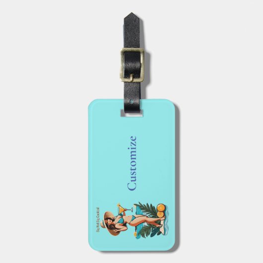 Bikini Babe Groot Pet- Grote Cocktail Thunder_Cove Bagagelabel (Voorkant verticaal)