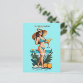 Bikini Babe Groot Pet- Grote Cocktail Thunder_Cove Briefkaart (Staand voorkant)