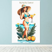 Bikini Babe Groot Pet- Grote Cocktail Thunder_Cove Canvas Afdruk (Insitu (Houten vloer))