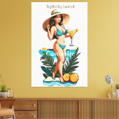 Bikini Babe Groot Pet- Grote Cocktail Thunder_Cove Canvas Afdruk (Insitu (Woonkamer))