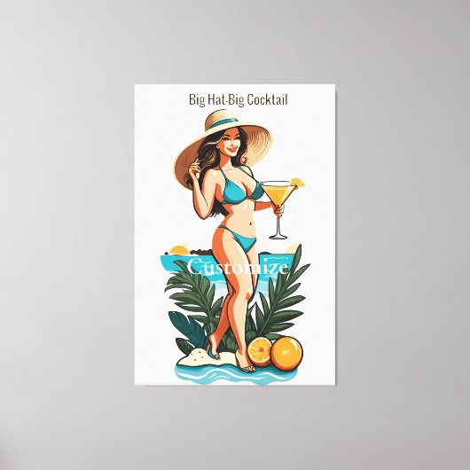 Bikini Babe Groot Pet- Grote Cocktail Thunder_Cove Canvas Afdruk (Voorkant)