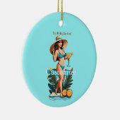 Bikini Babe Groot Pet- Grote Cocktail Thunder_Cove Keramisch Ornament (Rechts)