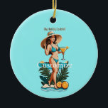 Bikini Babe Groot Pet- Grote Cocktail Thunder_Cove Keramisch Ornament<br><div class="desc">Bikini-dragende strandliefhebber met groot Pet en grote cocktail om te personaliseren</div>