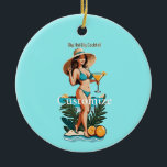Bikini Babe Groot Pet- Grote Cocktail Thunder_Cove Keramisch Ornament<br><div class="desc">Bikini-dragende strandliefhebber met groot Pet en grote cocktail om te personaliseren</div>