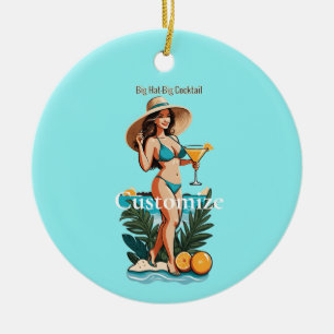 Bikini Babe Groot Pet- Grote Cocktail Thunder_Cove Keramisch Ornament