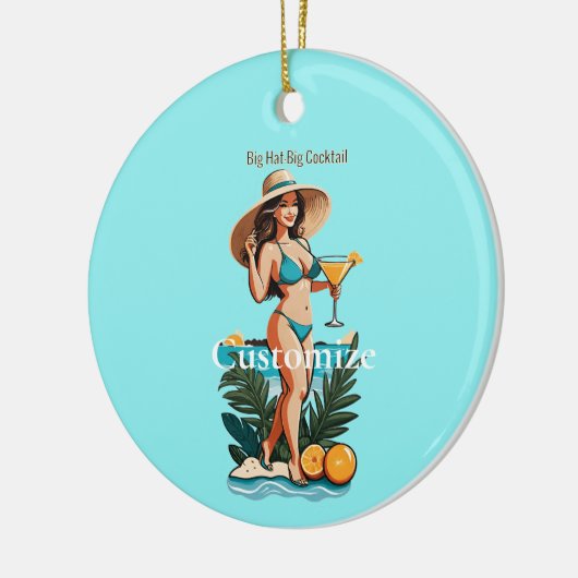 Bikini Babe Groot Pet- Grote Cocktail Thunder_Cove Keramisch Ornament (Links)