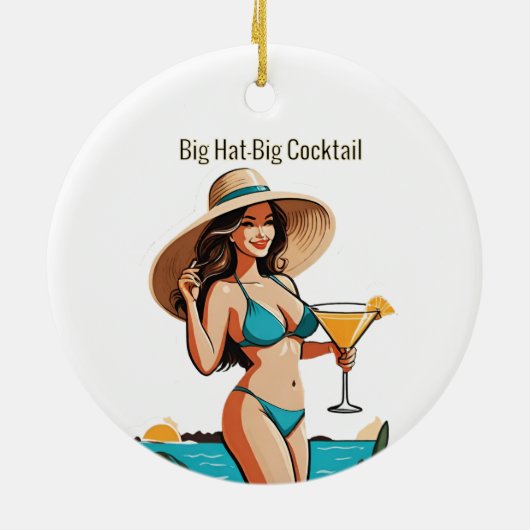 Bikini Babe Groot Pet- Grote Cocktail Thunder_Cove Keramisch Ornament (Achterkant)