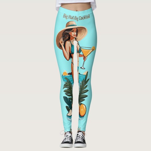 Bikini Babe Groot Pet- Grote Cocktail Thunder_Cove Leggings (Voorkant)
