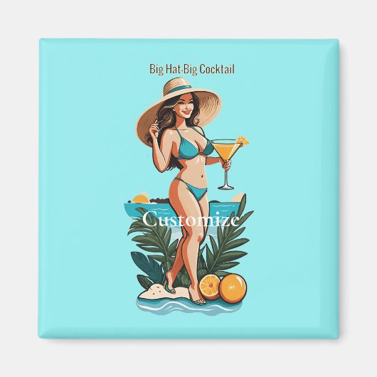 Bikini Babe Groot Pet- Grote Cocktail Thunder_Cove Magneet (Voorkant)