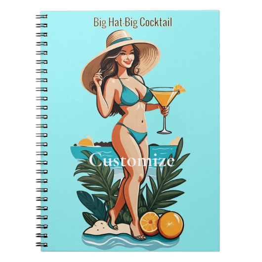 Bikini Babe Groot Pet- Grote Cocktail Thunder_Cove Notitieboek (Voorkant)
