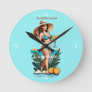 Bikini Babe Groot Pet- Grote Cocktail Thunder_Cove Ronde Klok