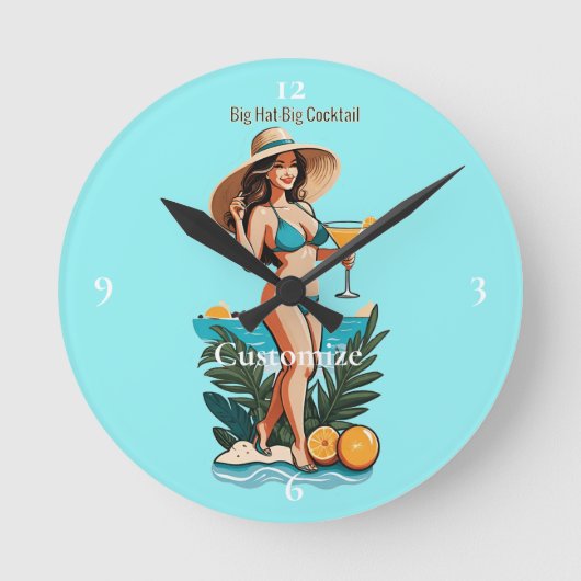 Bikini Babe Groot Pet- Grote Cocktail Thunder_Cove Ronde Klok (Voorkant)