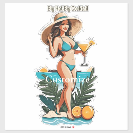 Bikini Babe Groot Pet- Grote Cocktail Thunder_Cove Sticker (Vel)