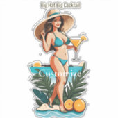 Bikini Babe Groot Pet- Grote Cocktail Thunder_Cove Sticker (Voorkant)
