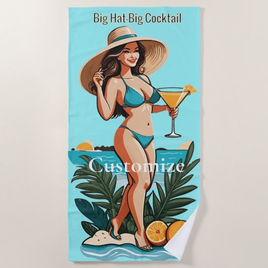 Bikini Babe Groot Pet- Grote Cocktail Thunder_Cove Strandlaken (Voorkant)