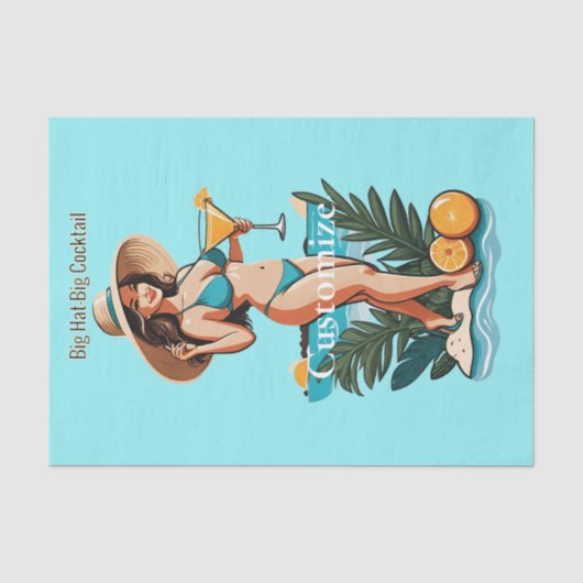Bikini Babe Groot Pet- Grote Cocktail Thunder_Cove Tissuepapier (Voorkant)
