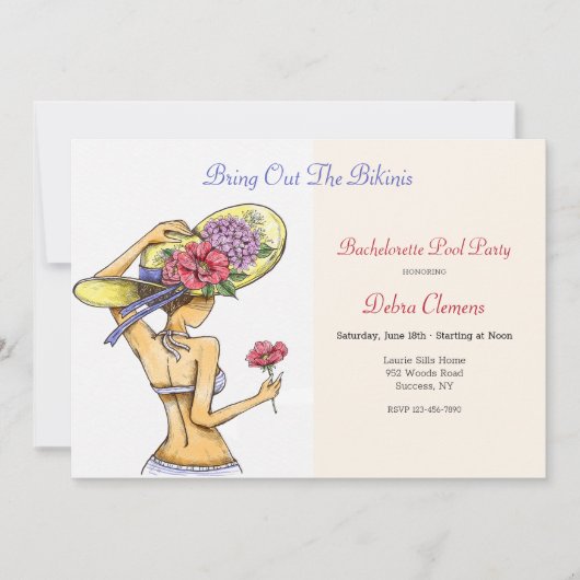 Bikini Babe Invitation Kaart (Voorkant)