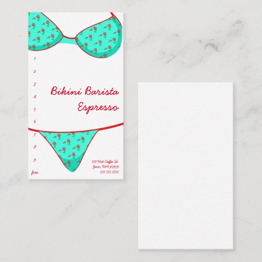 Bikini Barista Espresso Drive-Thru Klantenkaartje (Voorkant / Achterkant)