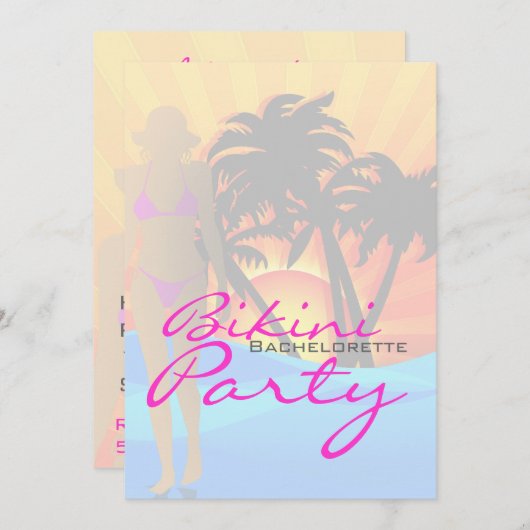 Bikini Beach Bachelorette Party Kaart (Voorkant / Achterkant)
