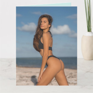 BIKINI BEACH GIRL FUNNY BIRTHDAY Wenskaart Kaart