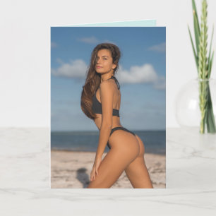 BIKINI BEACH GIRL FUNNY BIRTHDAY Wenskaart Kaart