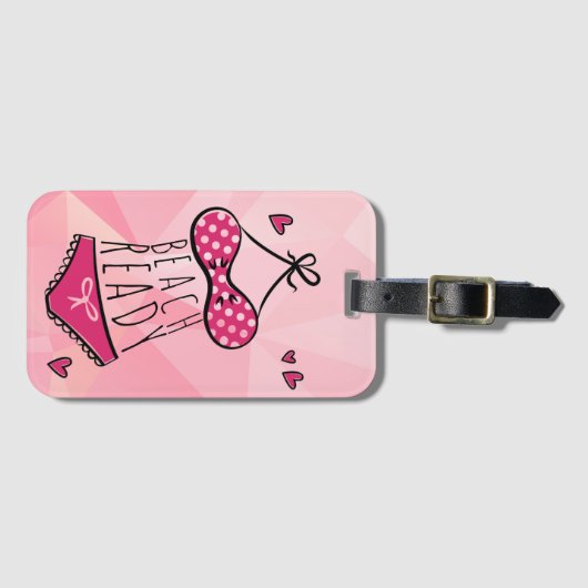Bikini Beach Ready Girly Pink Bagagelabel (Voorkant (horizontaal))