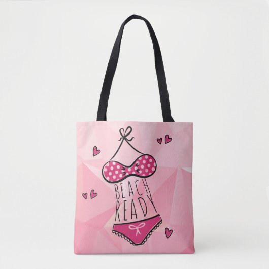Bikini Beach Ready Girly Pink Tote Bag (Voorkant)