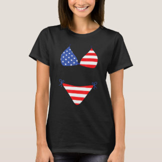 Bikini bedekkende zwemkleding 4 juli Amerikaanse v T-shirt