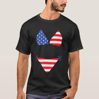Bikini bedekkende zwemkleding 4 juli Amerikaanse v T-shirt