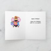 Bikini Bee Whimsy Honey Bee Happy Birthday Kaart (Binnen)
