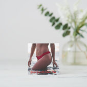 Bikini Belly Barista Coffee Horizontal Drive-Thru Klantenkaartje (Staand voorkant)