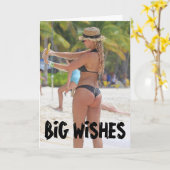 BIKINI BIG BOTTOM GIRL FUNNY BIRTHDAY CARDS KAART (Gele Bloem)