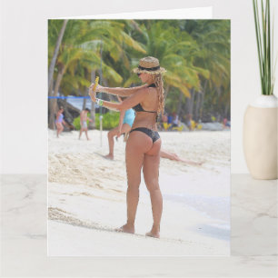 BIKINI BIG BOTTOM GIRL FUNNY BIRTHDAY CARDS KAART