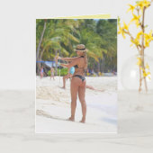 BIKINI BIG BOTTOM GIRL FUNNY BIRTHDAY CARDS KAART (Gele Bloem)