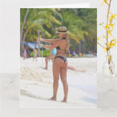 BIKINI BIG BOTTOM GIRL FUNNY BIRTHDAY reuzenARDS Kaart (Gele Bloem)