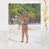 BIKINI BIG BOTTOM GIRL GIANT BIRTHDAY CARDS KAART (Gele Bloem)