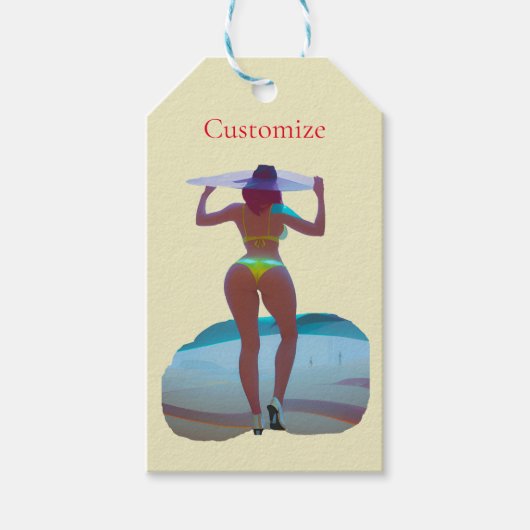 Bikini Booty Beach Meisje Thunder_Cove Cadeaulabel (Voorkant)