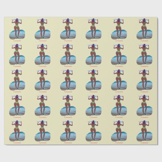 Bikini Booty Beach Meisje Thunder_Cove Cadeaupapier (Vlak)