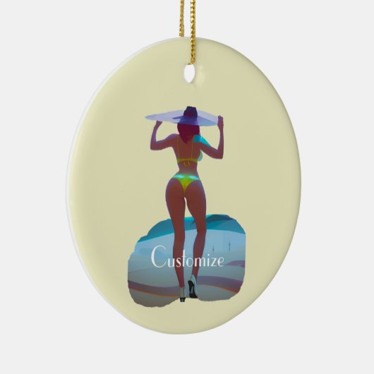 Bikini Booty Beach Meisje Thunder_Cove Keramisch Ornament (Rechts)