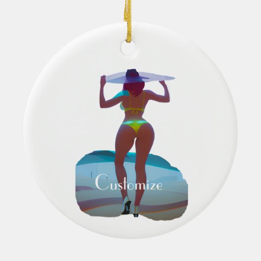 Bikini Booty Beach Meisje Thunder_Cove Keramisch Ornament (Achterkant)