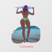 Bikini Booty Beach Meisje Thunder_Cove Raamsticker (Vel)